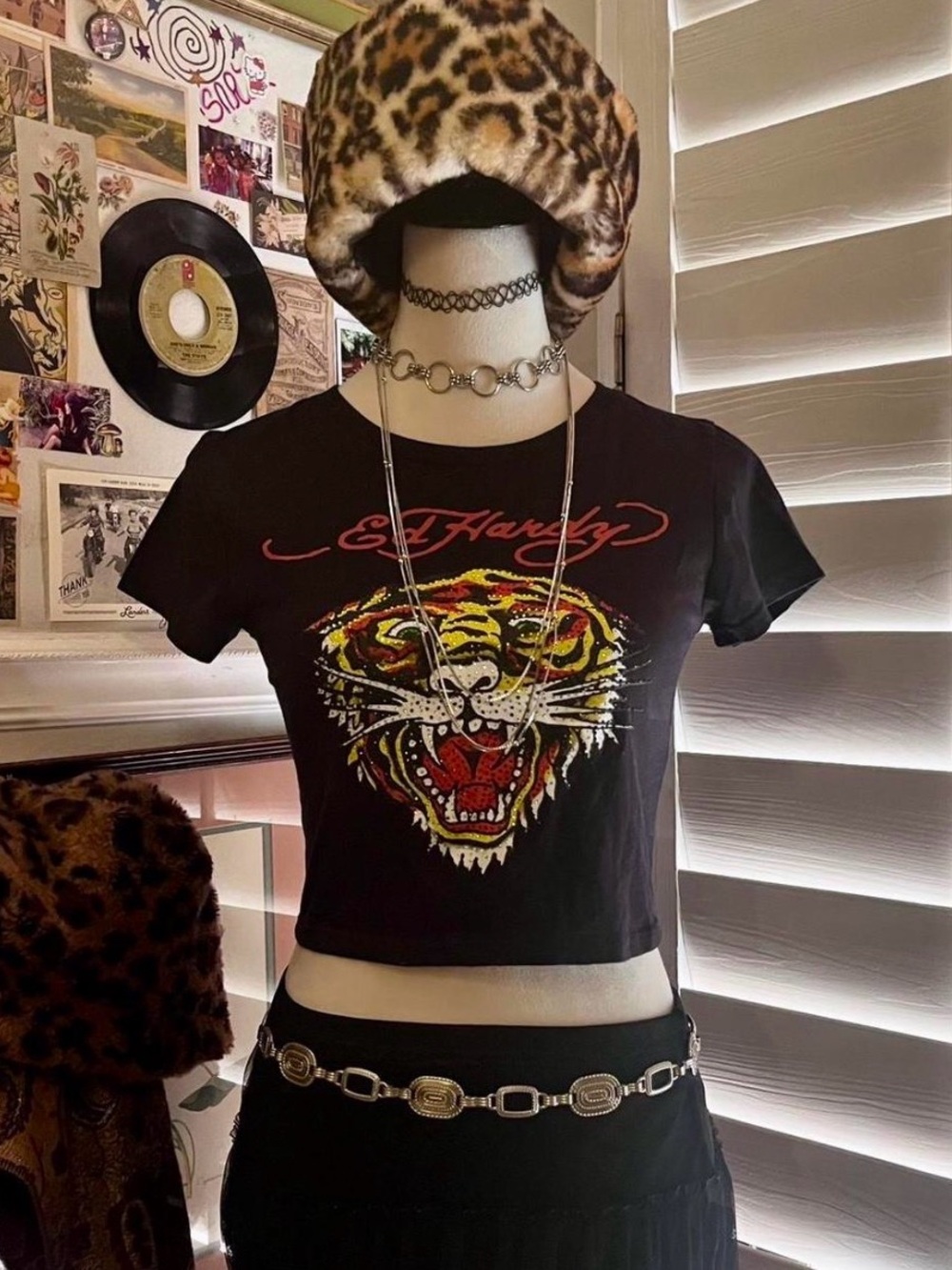 Ed Hardy Bedazzled Tiger crop top 🖤🐯